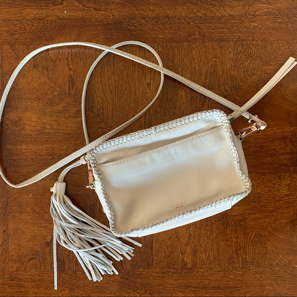 Botiker beige genuine leather tassel crossbody - Picture 1 of 8